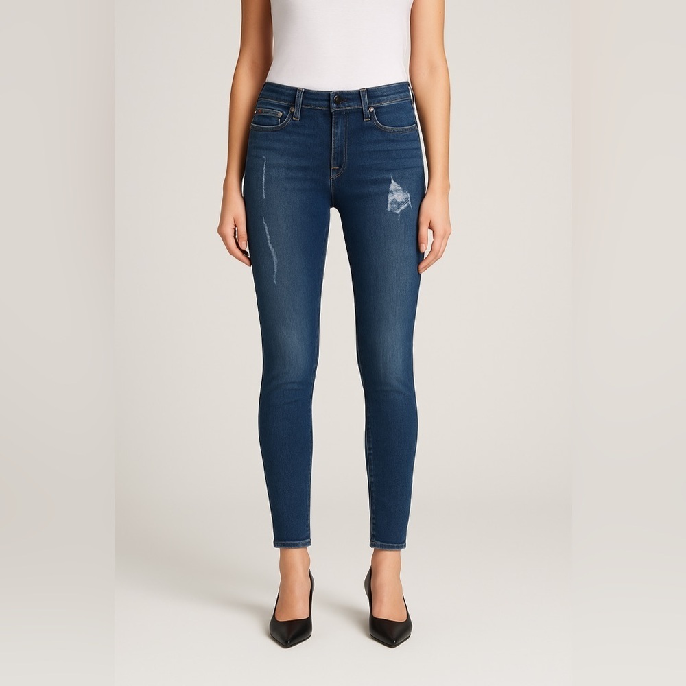 Hudson Ripped Jeans in a Medium Dark Wash